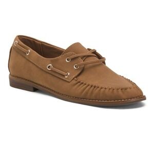 Tommy Bahama Womens 7.5 Boat Shoes Cognac Lace Up Moc Toe Loafers New In Box